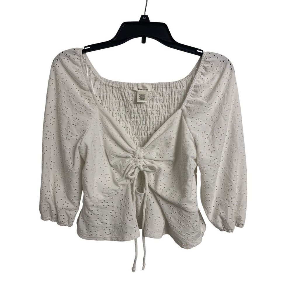 Urban Romantics Y2K Eyelet Baby Doll Crop Prairie Top Size‎ L Cottagecore